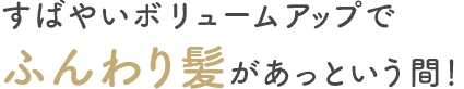 すばやいボリュームアップでふんわり髪があっという間!