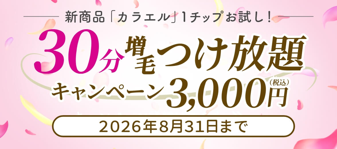 30分増毛つけ放題キャンペーン3,000円（税込）2026年8月31日まで