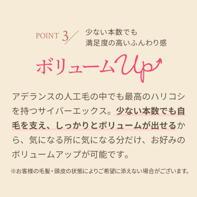 POINT3 少ない本数でも満足度の高いふんわり感 ボリュームUP