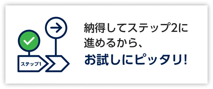 納得してステップ2に進めるから、お試しにピッタリ!