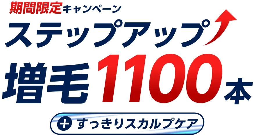 期間限定キャンペーン　ステップアップ増毛1100本+すっきりスカルプケア　通常価格9,600円(税込)を8,250円(税込)に　2027年2月28日まで