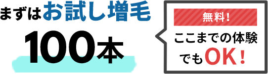 まずはお試し増毛100本無料！ここまでの体験でもOK！
