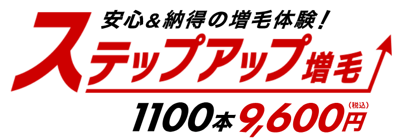安心&納得の増毛体験!ステップアップ増毛 1100本9,600円(税込)