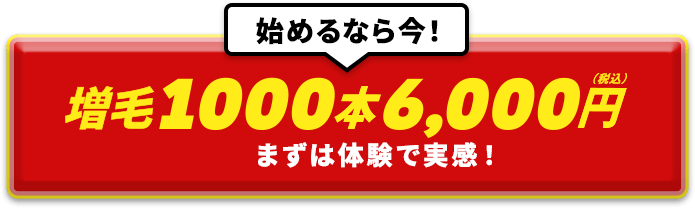 始めるなら今！増毛1000本6,000円（税込）まずは体験で実感！