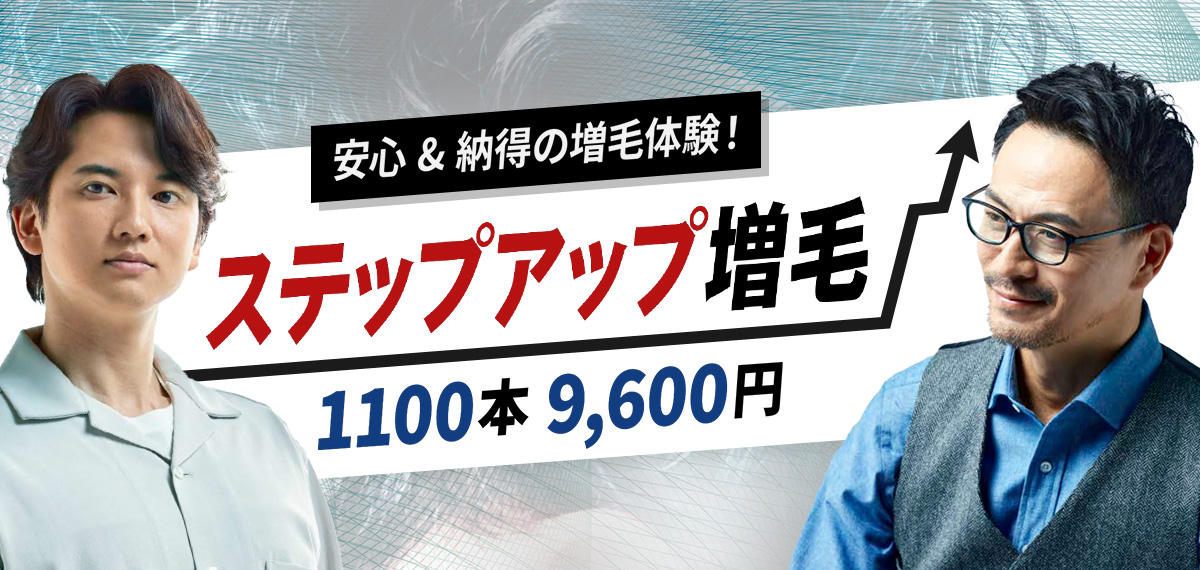 ステップアップ増毛1100本9,600円（税込）