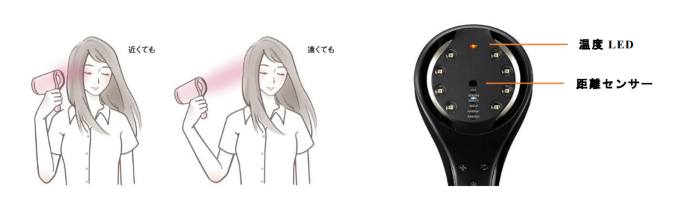 髪とドライヤーの距離